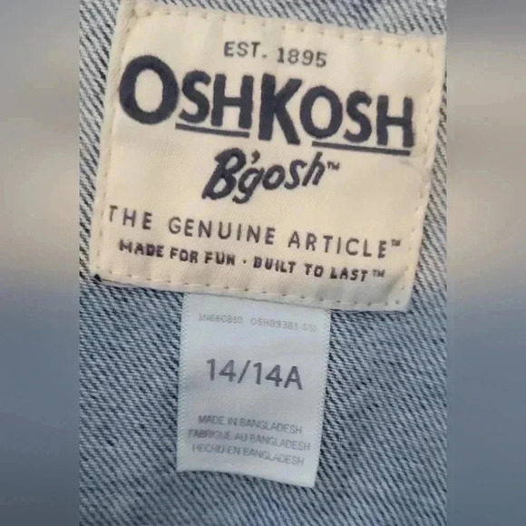 OshKosh B'gosh Classic 100% Cotton Trucker Blue denim Jean Jacket 14/14A - Picture 8 of 8